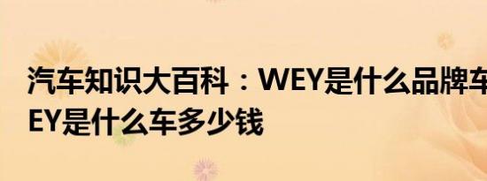 汽车知识大百科：WEY是什么品牌车价格 WEY是什么车多少钱