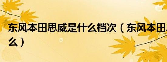 东风本田思威是什么档次（东风本田思威是什么）