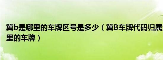 冀b是哪里的车牌区号是多少（冀B车牌代码归属地 冀B是哪里的车牌）