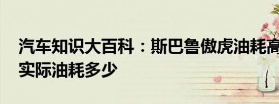 汽车知识大百科：斯巴鲁傲虎油耗高吗 傲虎实际油耗多少