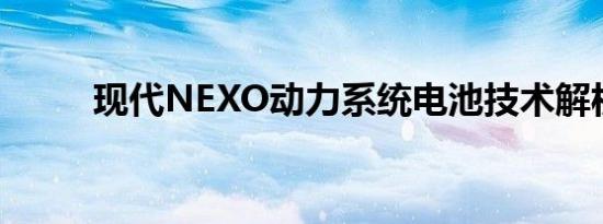 现代NEXO动力系统电池技术解析