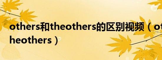 others和theothers的区别视频（others和theothers）