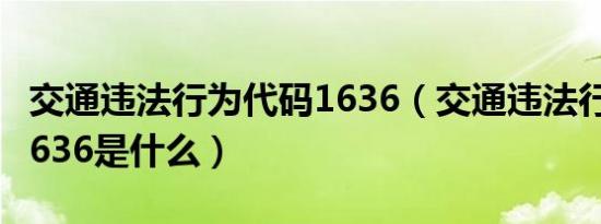 交通违法行为代码1636（交通违法行为代码1636是什么）