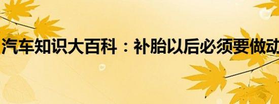 汽车知识大百科：补胎以后必须要做动平衡吗