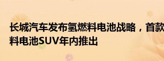 长城汽车发布氢燃料电池战略，首款C级氢燃料电池SUV年内推出