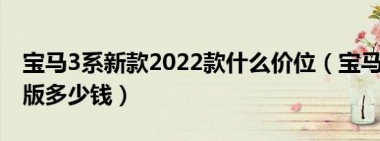 宝马3系新款2022款什么价位（宝马3系混动版多少钱）