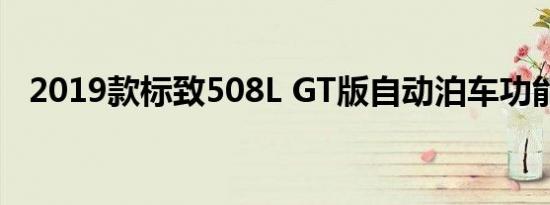 2019款标致508L GT版自动泊车功能介绍