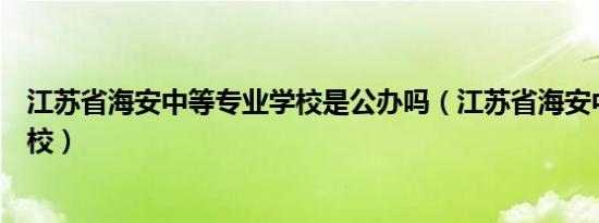 江苏省海安中等专业学校是公办吗（江苏省海安中等专业学校）