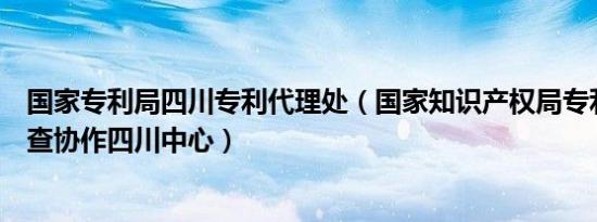 国家专利局四川专利代理处（国家知识产权局专利局专利审查协作四川中心）