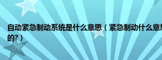 自动紧急制动系统是什么意思（紧急制动什么意思是干什么的?）