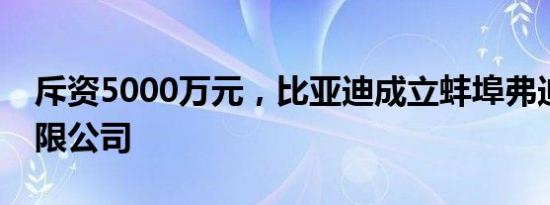 斥资5000万元，比亚迪成立蚌埠弗迪电池有限公司