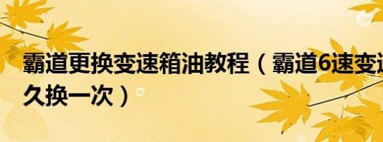 霸道更换变速箱油教程（霸道6速变速箱油多久换一次）