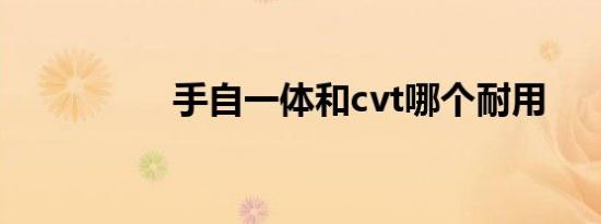 手自一体和cvt哪个耐用