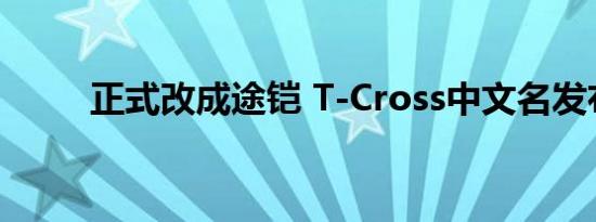 正式改成途铠 T-Cross中文名发布