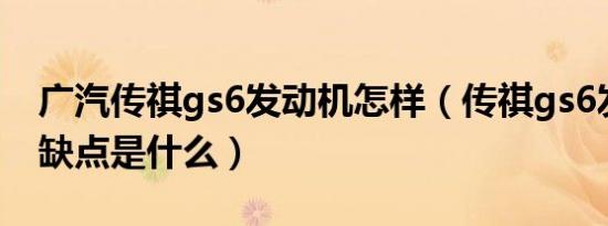 广汽传祺gs6发动机怎样（传祺gs6发动机的缺点是什么）