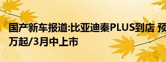 国产新车报道:比亚迪秦PLUS到店 预售10.78万起/3月中上市