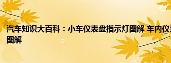 汽车知识大百科：小车仪表盘指示灯图解 车内仪表盘大全及图解