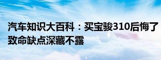 汽车知识大百科：买宝骏310后悔了 宝骏310致命缺点深藏不露