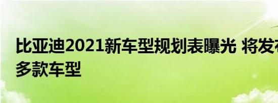 比亚迪2021新车型规划表曝光 将发布EA1等多款车型