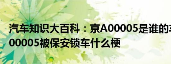 汽车知识大百科：京A00005是谁的车主 京A00005被保安锁车什么梗