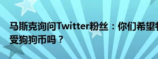 马斯克询问Twitter粉丝：你们希望特斯拉接受狗狗币吗？