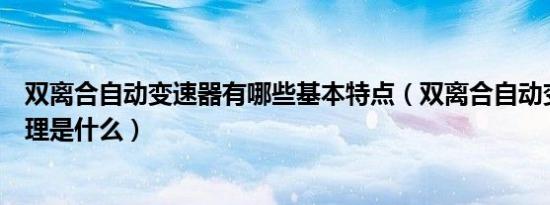 双离合自动变速器有哪些基本特点（双离合自动变速器的原理是什么）