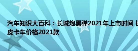 汽车知识大百科：长城炮黑弹2021年上市时间 长城炮黑弹皮卡车价格2021款