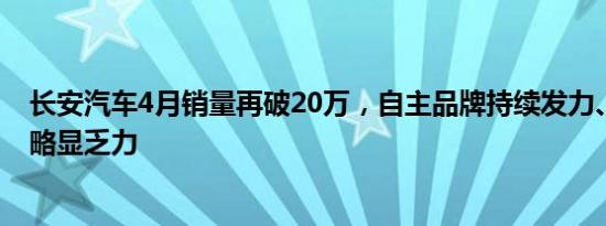 长安汽车4月销量再破20万，自主品牌持续发力、合资品牌略显乏力