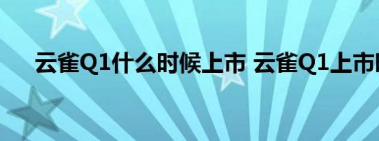 云雀Q1什么时候上市 云雀Q1上市时间