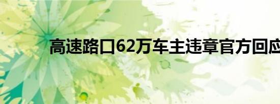 高速路口62万车主违章官方回应