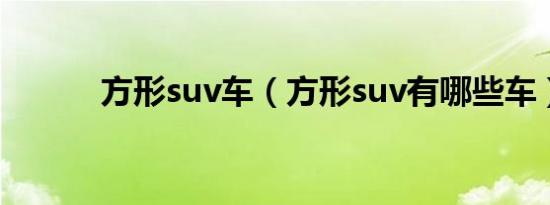 方形suv车（方形suv有哪些车）