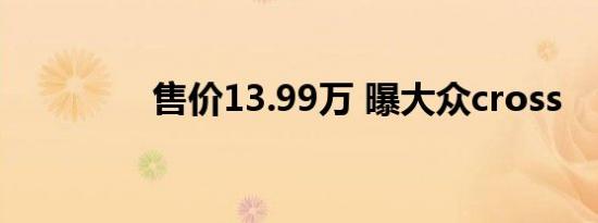 售价13.99万 曝大众cross