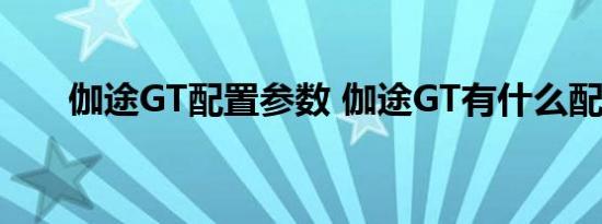 伽途GT配置参数 伽途GT有什么配置 