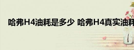 哈弗H4油耗是多少 哈弗H4真实油耗测试