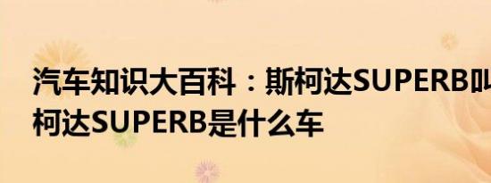 汽车知识大百科：斯柯达SUPERB叫什么 斯柯达SUPERB是什么车