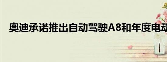 奥迪承诺推出自动驾驶A8和年度电动汽车