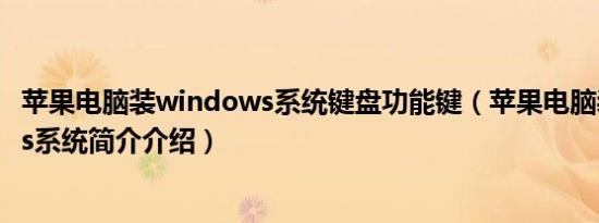 苹果电脑装windows系统键盘功能键（苹果电脑装windows系统简介介绍）