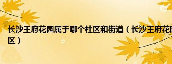 长沙王府花园属于哪个社区和街道（长沙王府花园属于哪个区）