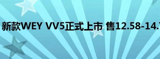 新款WEY VV5正式上市 售12.58-14.78万元