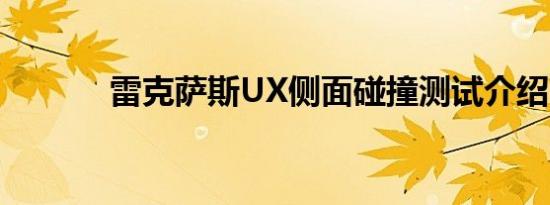 雷克萨斯UX侧面碰撞测试介绍