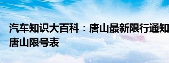 汽车知识大百科：唐山最新限行通知 2021年唐山限号表