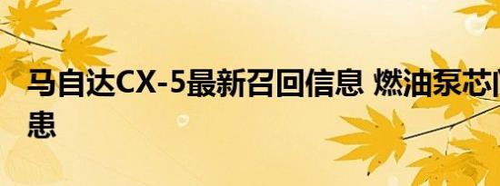 马自达CX-5最新召回信息 燃油泵芯问题存隐患