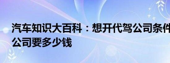 汽车知识大百科：想开代驾公司条件 开代驾公司要多少钱