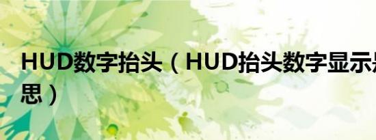 HUD数字抬头（HUD抬头数字显示是什么意思）