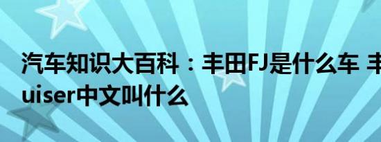 汽车知识大百科：丰田FJ是什么车 丰田FJ Cruiser中文叫什么