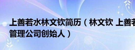 上善若水林文钦简历（林文钦 上善若水投资管理公司创始人）