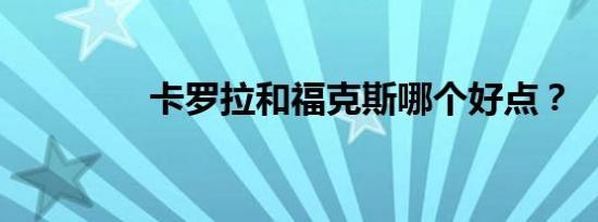 卡罗拉和福克斯哪个好点？