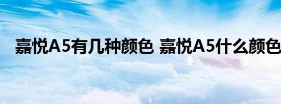 嘉悦A5有几种颜色 嘉悦A5什么颜色好看 