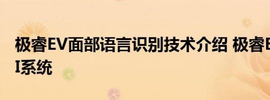 极睿EV面部语言识别技术介绍 极睿EV的HMI系统