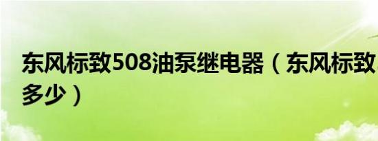 东风标致508油泵继电器（东风标致508油耗多少）